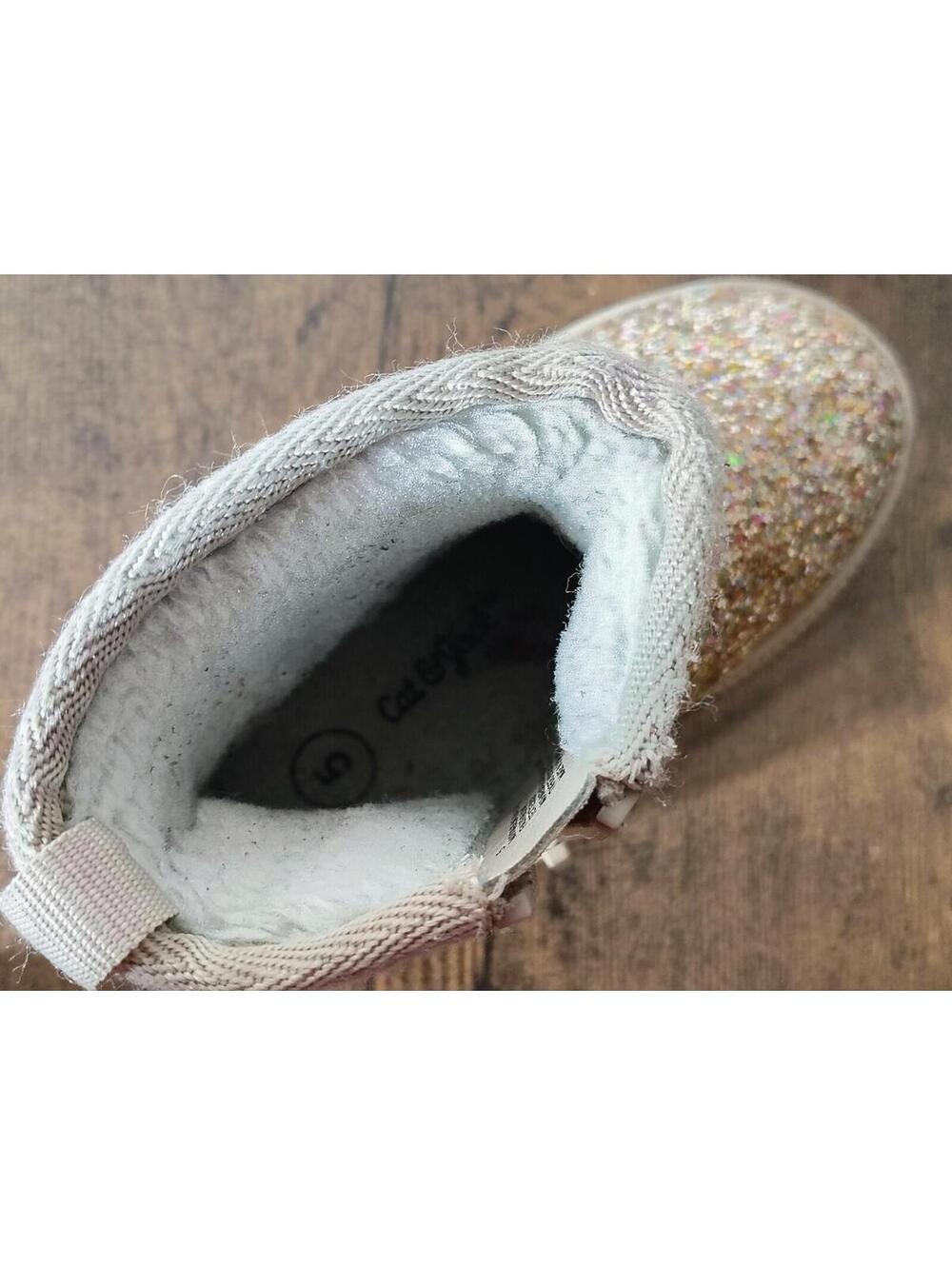 Cat and Jack Toddler Girls Arlo Zipper Shearling Winter Boot Gold Glitter Sz 5c - Picture 6 of 8